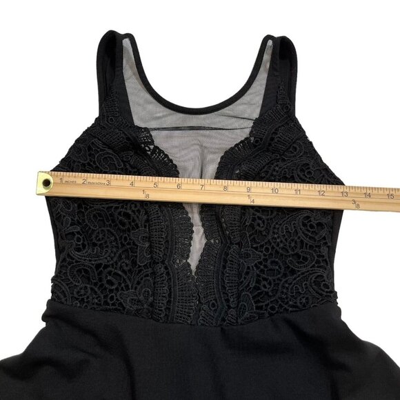 Lulus Women's Black I Promise Mini Skater Dress Lace Mesh Detail Size Small - Picture 6 of 8